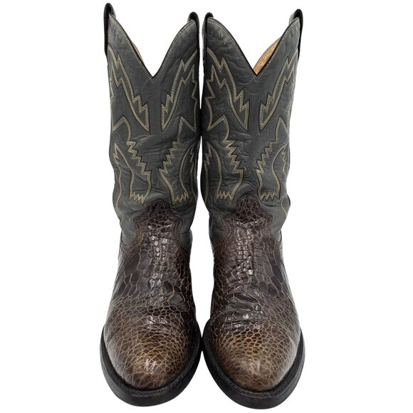 Rare 11.5D Vintage Montana Exotic 1970s Alligator Grey Brown Cowboy Boot Western - Picture 10 of 16